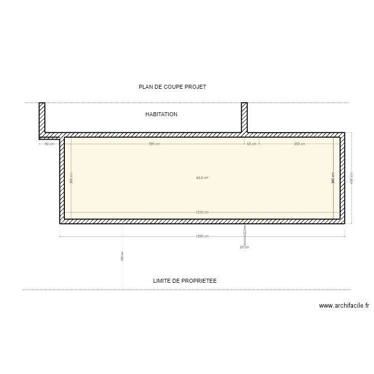 Plan garage / Projet Couverture. Plan de 1 pièce et 44 m2
