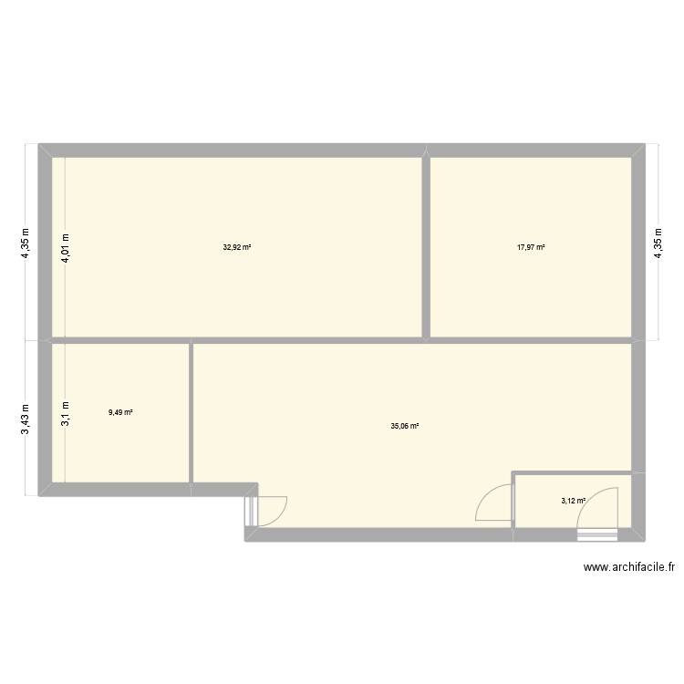 MK1. Plan de 5 pièces et 99 m2