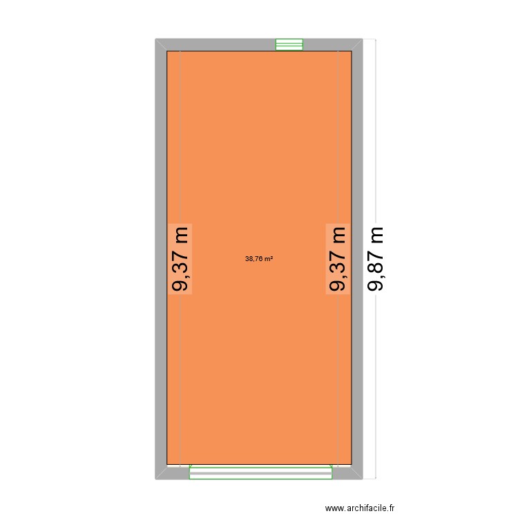 gar. Plan de 1 pièce et 39 m2