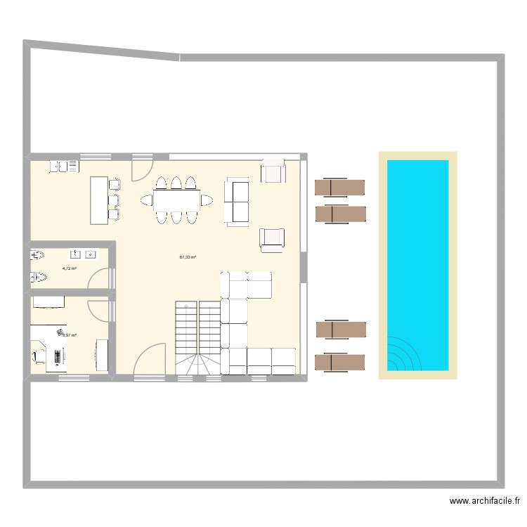 RDC VILLA KARIMA. Plan de 3 pièces et 81 m2