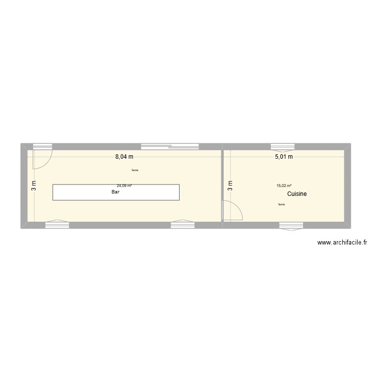 la veryere. Plan de 2 pièces et 39 m2