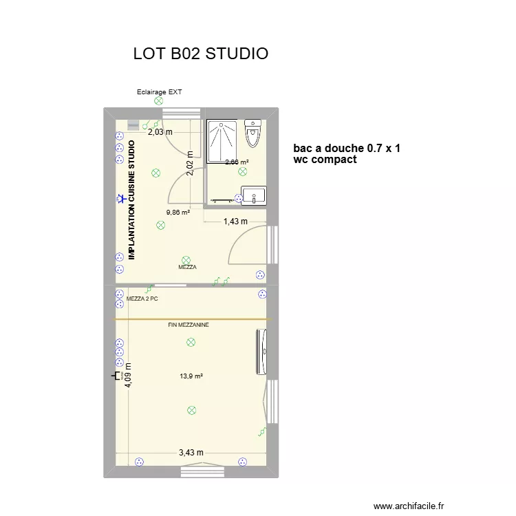 LES ADSRETS B02. Plan de 3  et 26 m²