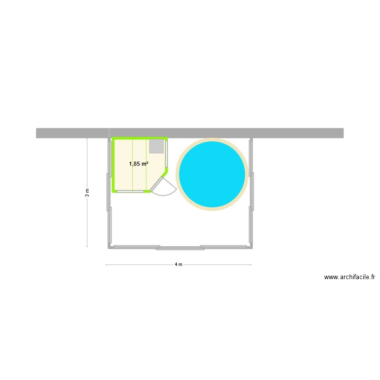 Espace SPA. Plan de 1 pièce et 2 m2