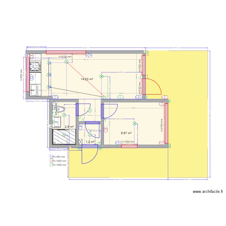 30-1 Углич эл св. Plan de 5 pièces et 45 m2