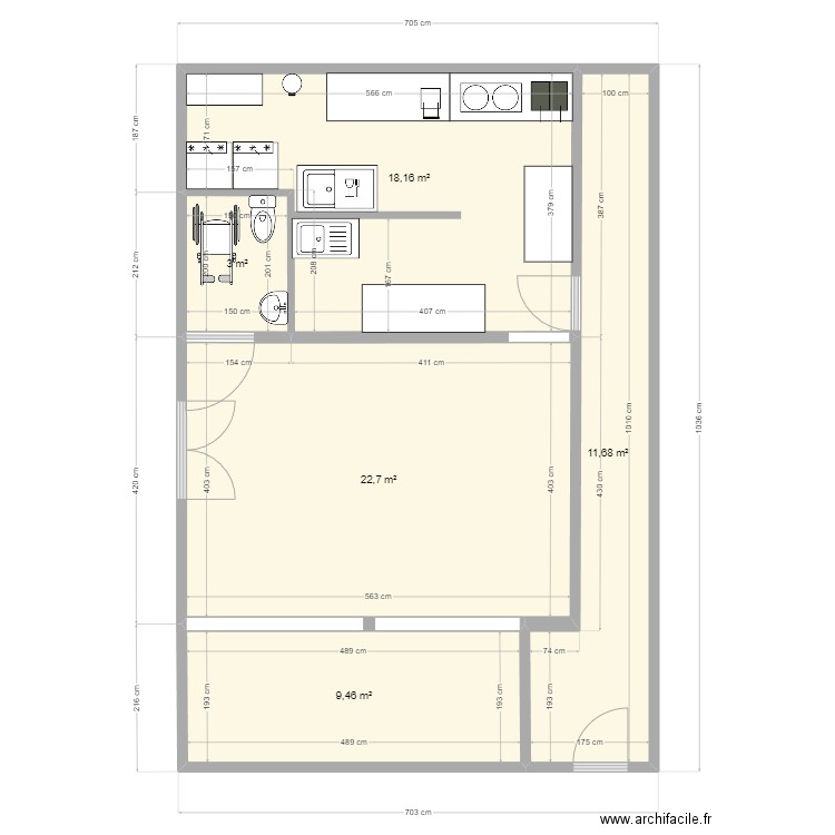 pacifique bar4222. Plan de 5 pièces et 65 m2