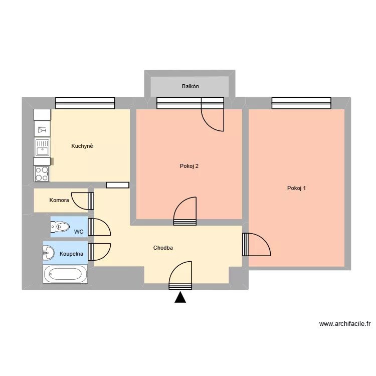 N&aacute;rodn&iacute; tř&iacute;da 593, byt 8 v2. Plan de 15 Pièces et 186 m²