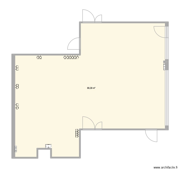 salle ciel priseRJ45. Plan de 1 pièce et 88 m2