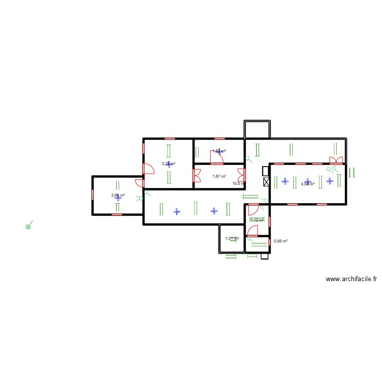 Circuit des lampes Maternité DJIGBIO. Plan de 9 pièces et 28 m2