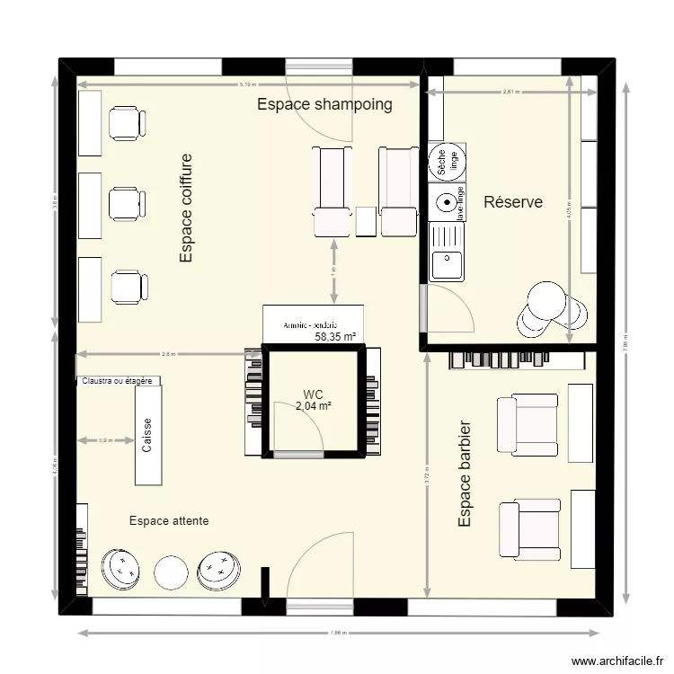 Salon PEGGY V3. Plan de 