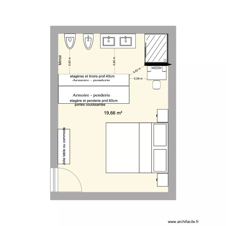 Sibinel 1er est. Plan de 1  et 20 m²