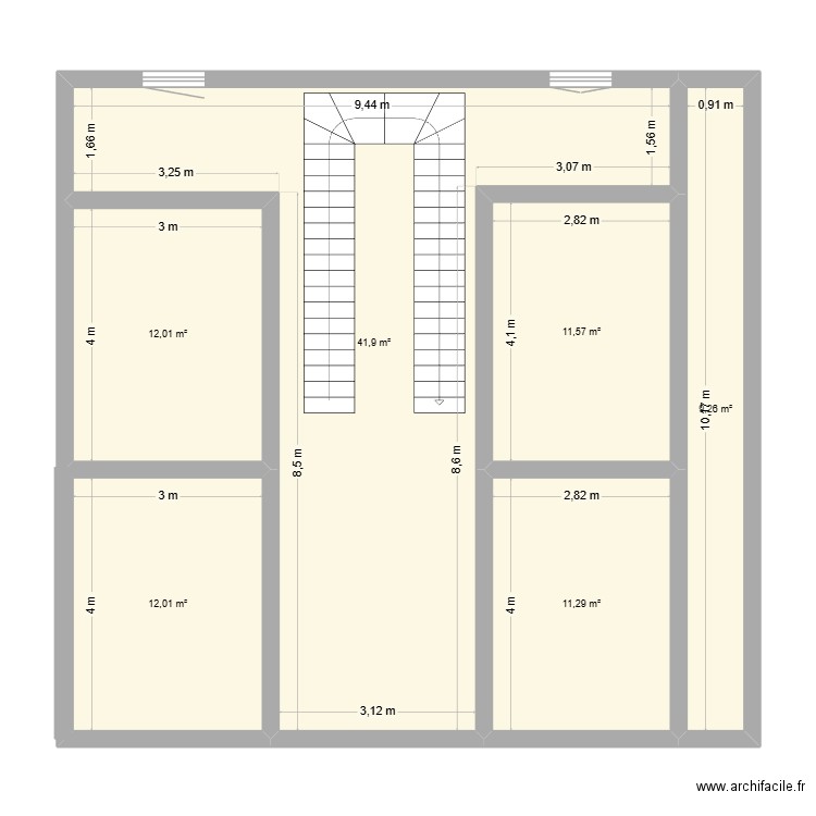 HATEM. Plan de 6 pièces et 98 m2