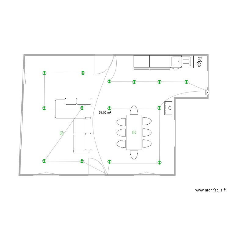 plans prises 2. Plan de 1 pièce et 51 m2