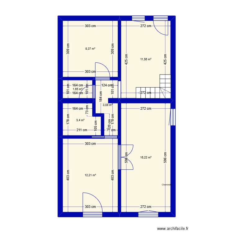 Briare. Plan de 7 pièces et 57 m2