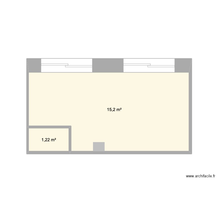 cuisine vierge. Plan de 2 pièces et 16 m2