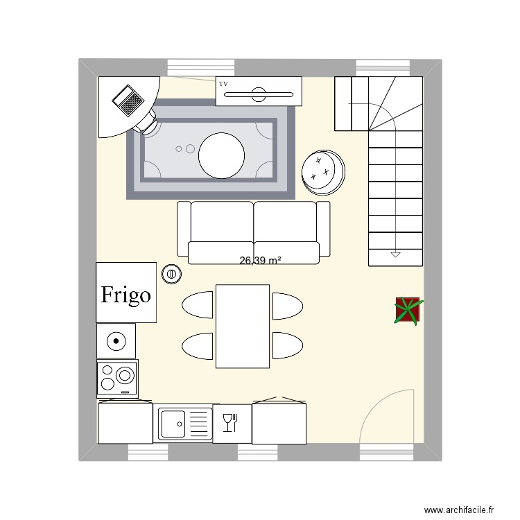 Réz de chaussée gauche . Plan de 0 pièce et 0 m2