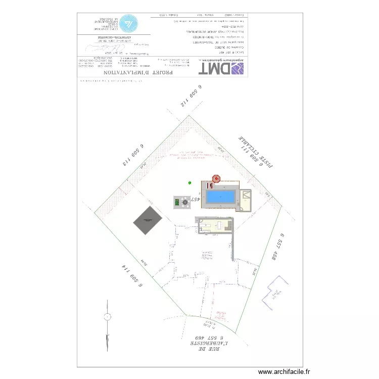 Gazebo piscine cloture contour. Plan de 3 Pièces et 76 m²