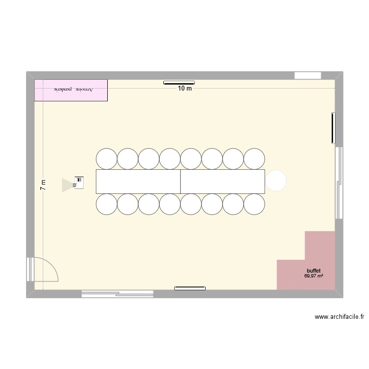 salle de réunion. Plan de 1 pièce et 70 m2