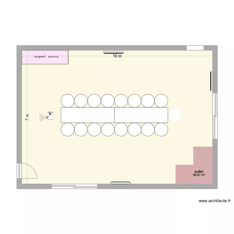 salle de r&eacute;union. Plan de 1  et 70 m²