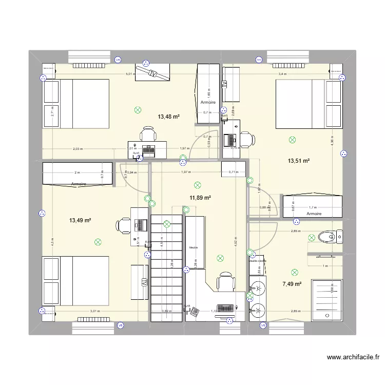 Etage 116m². Plan de 5 et 60 m² Etage 116m². Plan de 5 et 60 m²