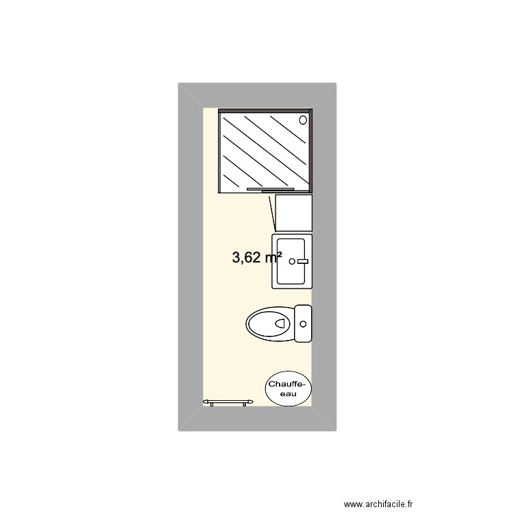 salle de bain bas. Plan de 1 pièce et 4 m2