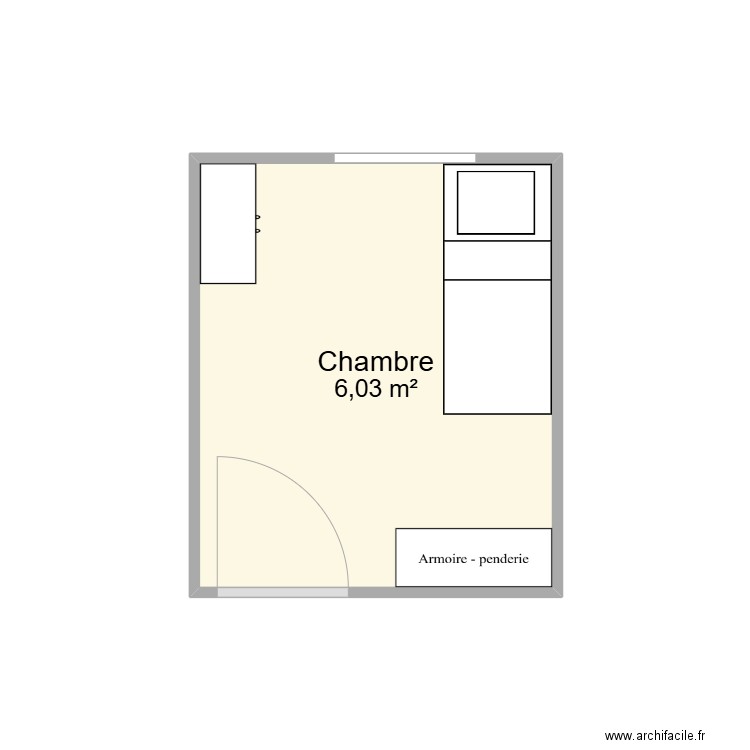 BUREAU. Plan de 1 pièce et 6 m2