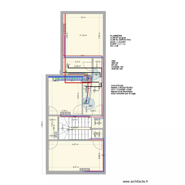 PLAN VARILHES T2 R2 PLOMBERIE VMC. Plan de 8 Pièces et 47 m² PLAN VARILHES T2 R2 PLOMBERIE VMC. Plan de 8 Pièces et 47 m²