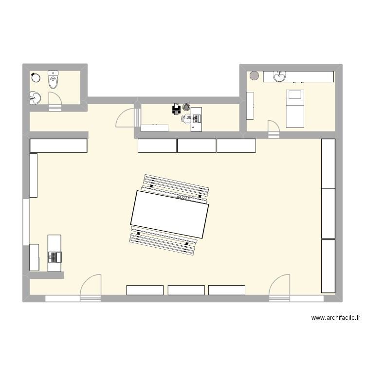 yves rocher. Plan de 2 pièces et 89 m2