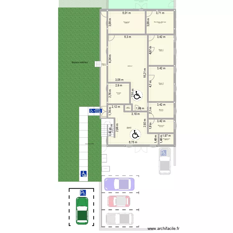 Boirispeaux - Projet cr&egrave;che. Plan de 27  et 348 m²