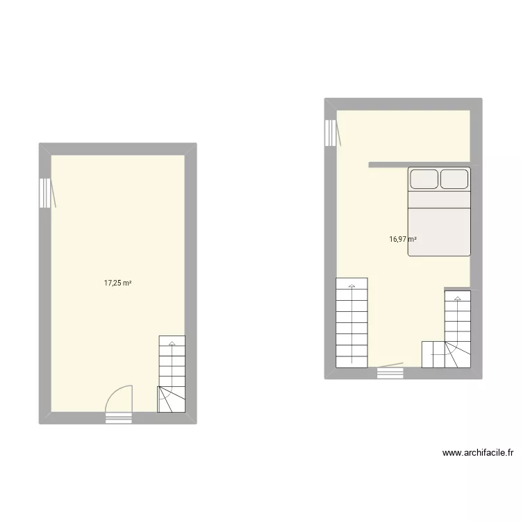 Etrich&eacute;. Plan de 2 Pièces et 34 m²