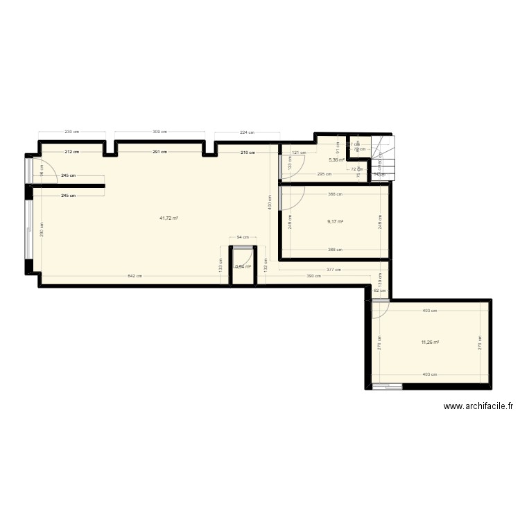 la noue-F3. Plan de 5 pièces et 68 m2