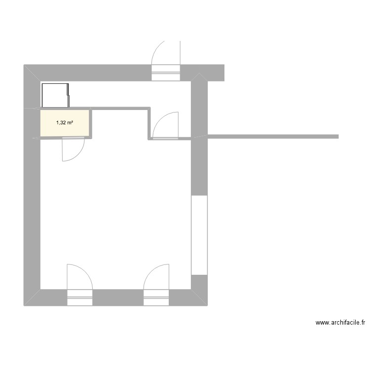 cuisine marne projet. Plan de 1 pièce et 1 m2