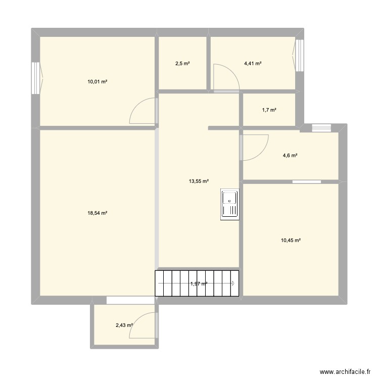 Test. Plan de 10 pièces et 70 m2