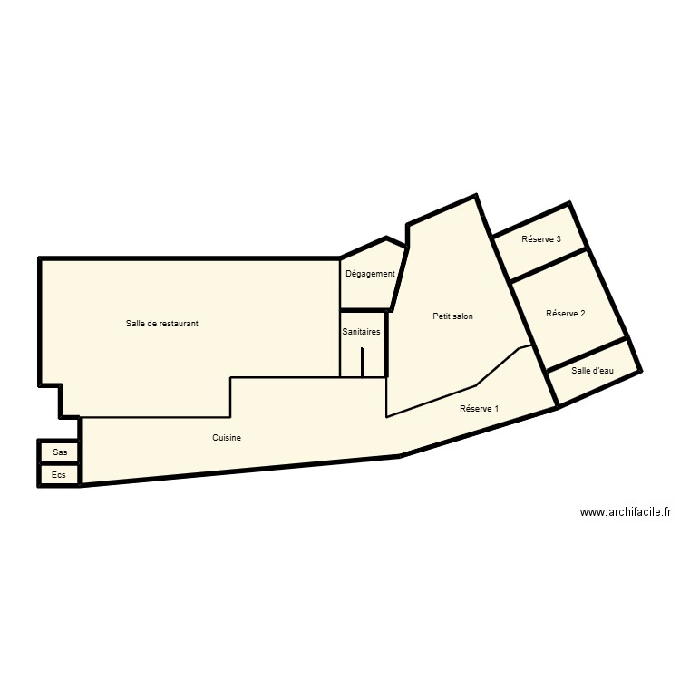 Echard Challans. Plan de 8 pièces et 74 m2