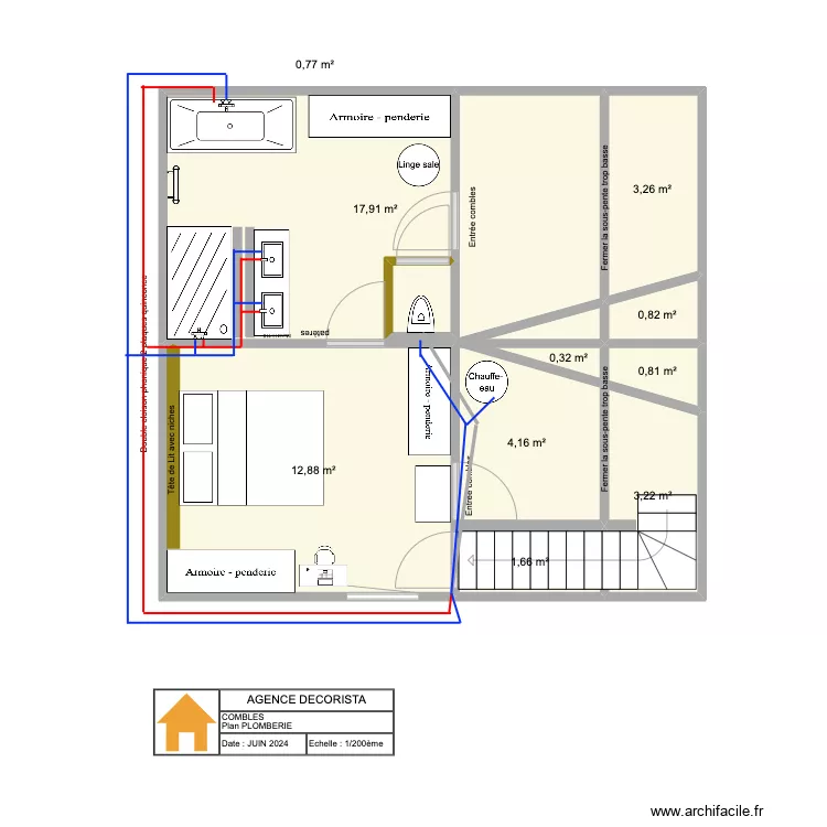 Sainte Anne 2 - Combles PLOMBERIE. Plan de Sainte Anne 2 - Combles PLOMBERIE. Plan de
