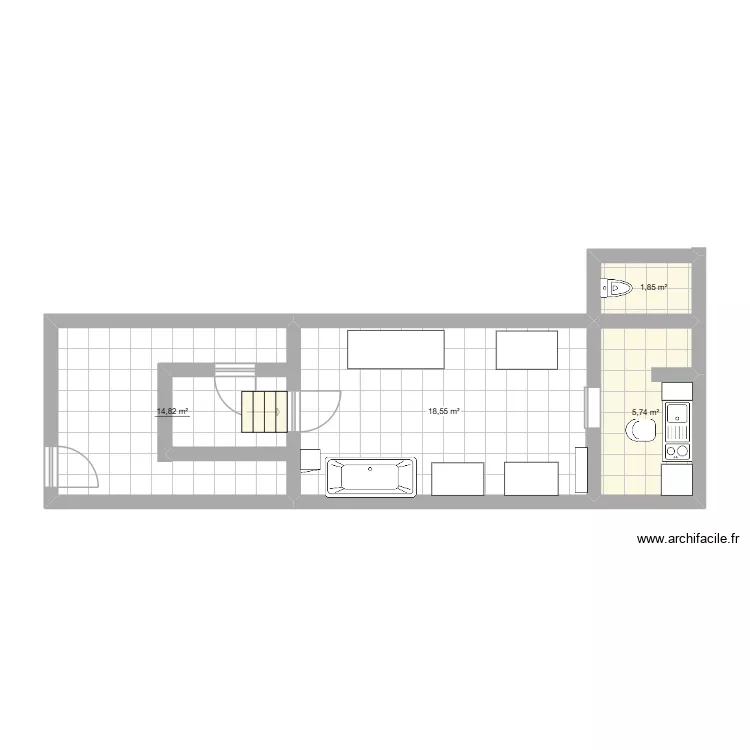 Plan salon de toilettage. Plan de 4 pièces et 41 m²