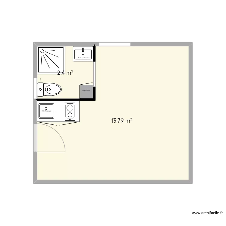 Aurelie. Plan de 2 pièces et 16 m²