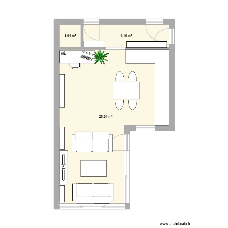 séjour jean bart. Plan de 3 pièces et 34 m2
