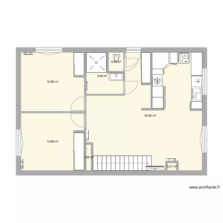 Maison A. Plan de 7  et 55 m²