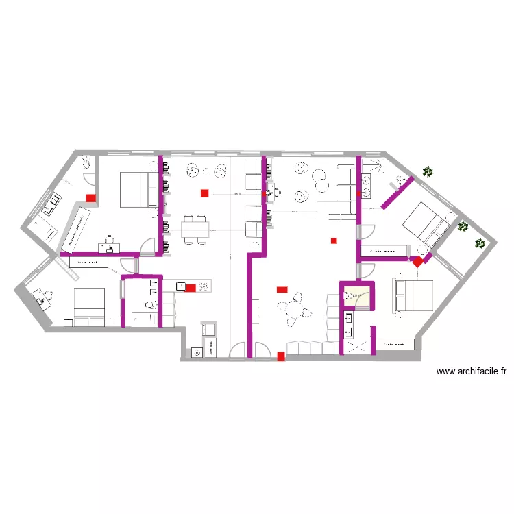 Faros verdes plano sans extension. Plan de 1  et 2 m²
