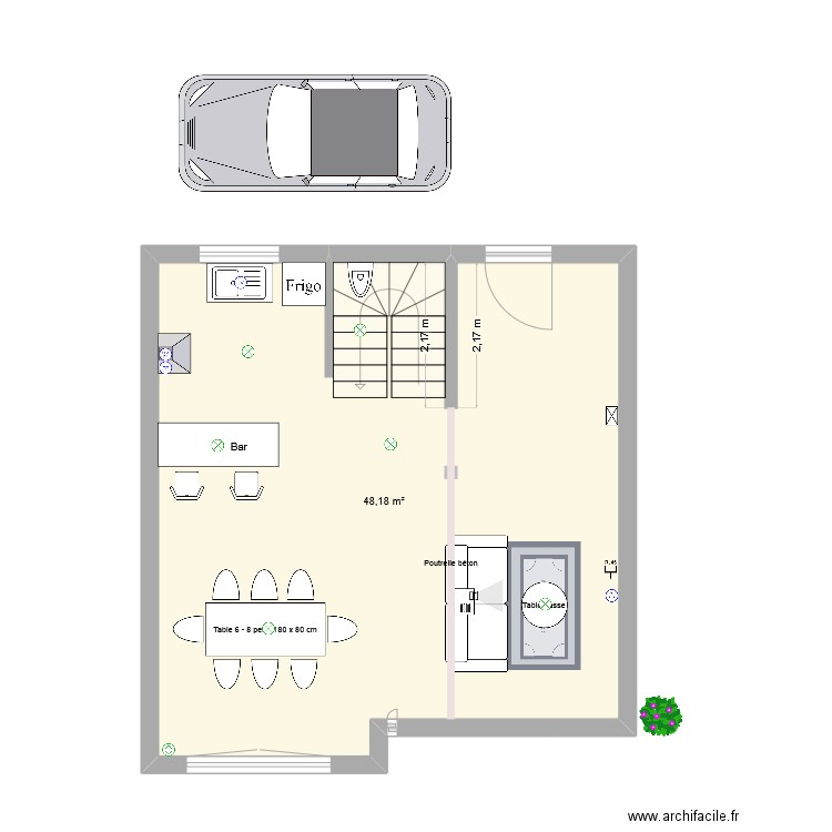MAISON MORGANE. Plan de 1 pièce et 48 m2