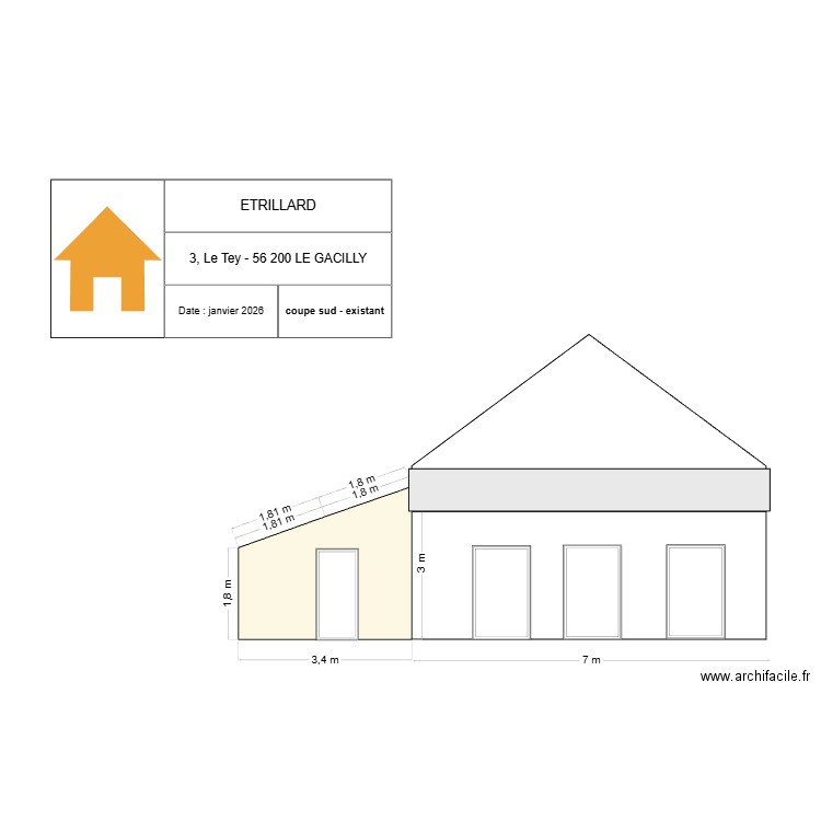 le tey coupe essai 1. Plan de 1 pièce et 109 m2