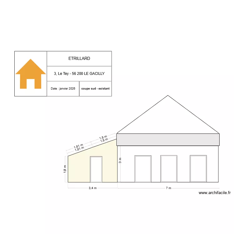 le tey coupe essai 1. Plan de 1 pièce et 109 m²