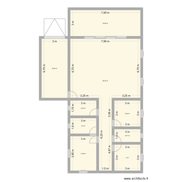 + FENÊTRE + PORTE. Plan de 9 pièces et 156 m2