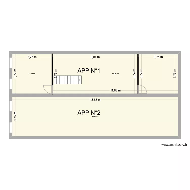 J&eacute;rome. Plan de 3  et 117 m²