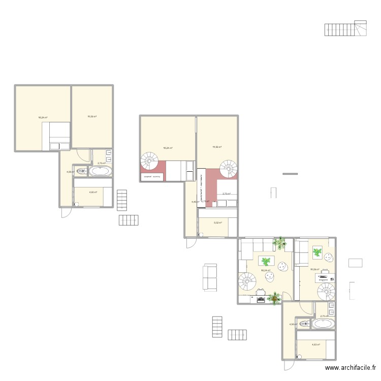 Ermitage54. Plan de 18 pièces et 122 m2