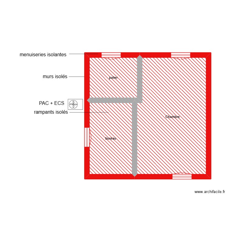 lascaud étage étape 2. Plan de 3 pièces et 34 m2