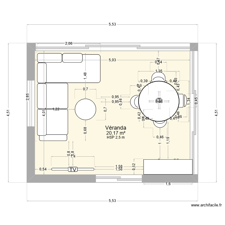 veranda. Plan de 0 pièce et 0 m2