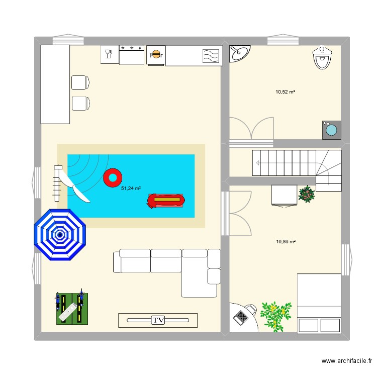 projet numératie un nouveau sous-sol. Plan de 3 pièces et 82 m2