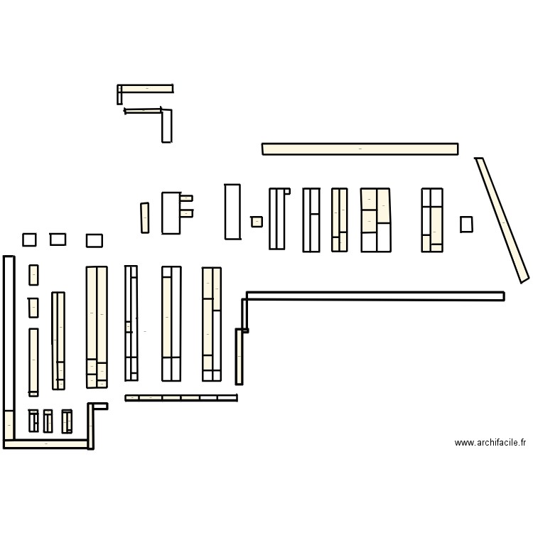 PLAN DE MONOPRIX . Plan de 48 pièces et 1086 m2