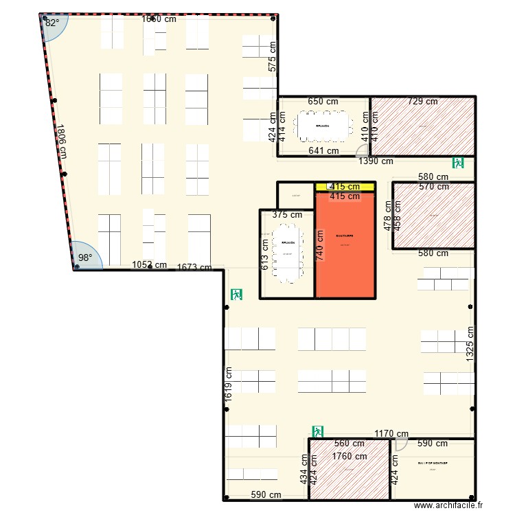 CD étage 3 - surface utile. Plan de 9 pièces et 783 m2